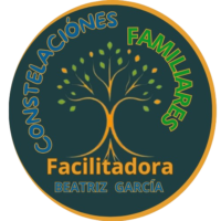 Logo de Constelaciones Familiares y Reiki con símbolos de conexión y energía sanadora.